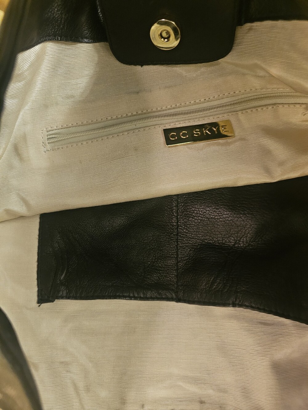 CC Skye Black Leather Shoulder Bag with Gold Hardware